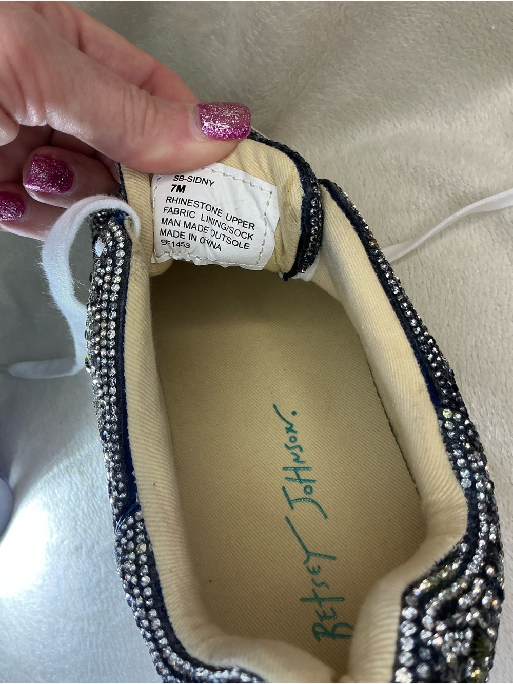 Betsey Johnson "Sidny" Rhinestone Platform Sneakers – Navy Floral Women’s Size 7 - Picture 9 of 9